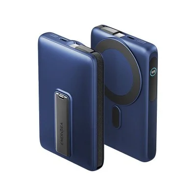 Energea Magpac Ultra Qi2 Magsafe Compatible Power Bank With Built-in Cable and Stand PD 35W 10000mAh - Indigo Blue